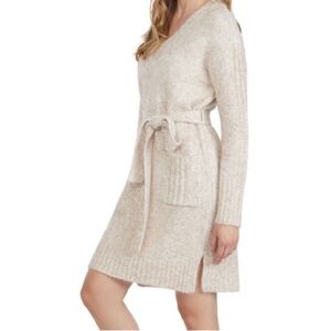 Mexx oversized knit sweater dress V-neck size Large New with belt neutral